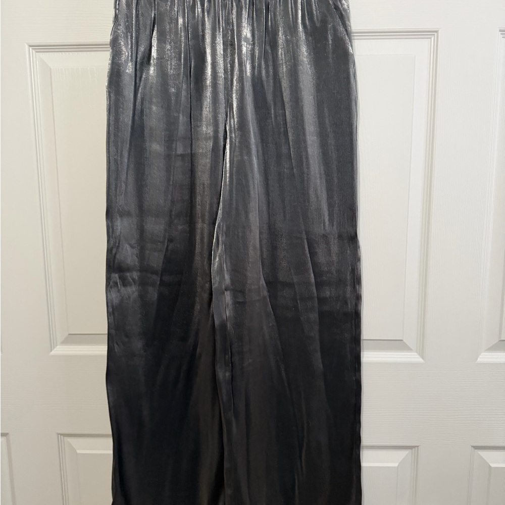 Nordstrom Shimmering Silver Wide Leg Pants
